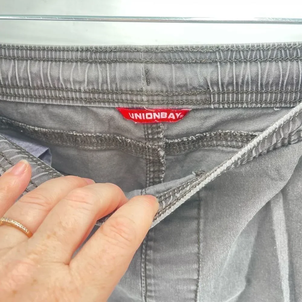 Union Bay Boys Cargo Jogger Pants Pull On Outdoor Stretch Gray Large 14/16